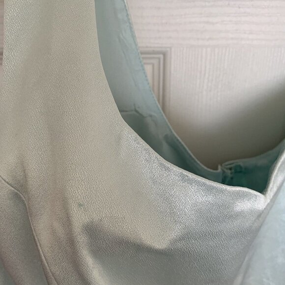 ILGWU Medium Mint Green Full Length Dress Sleeveless Gown With Slit Vintage - Picture 16 of 16